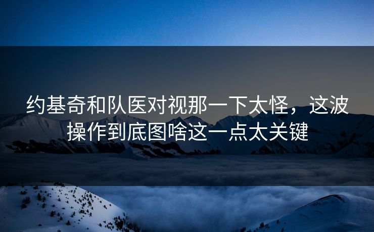 约基奇和队医对视那一下太怪，这波操作到底图啥这一点太关键