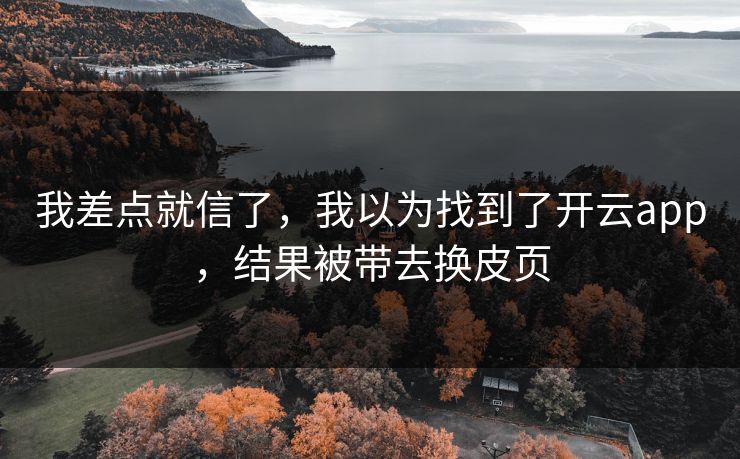 我差点就信了，我以为找到了开云app，结果被带去换皮页